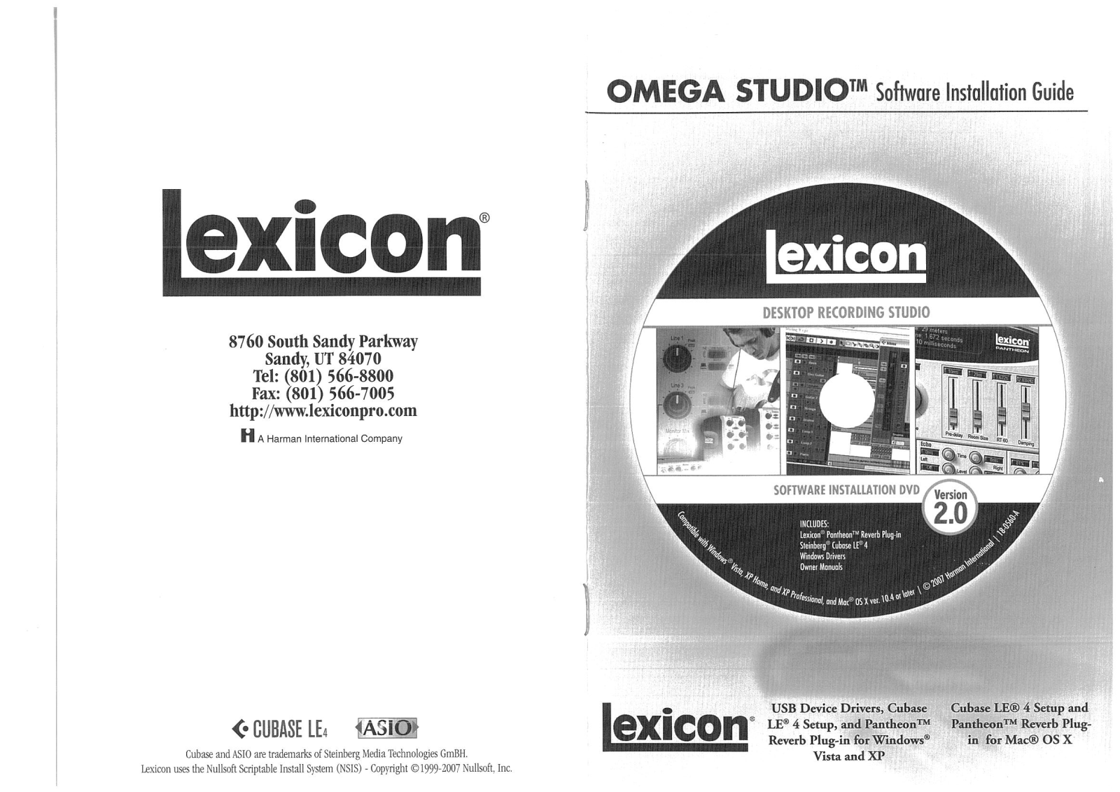 Lexicon Omega Studio Software Installation Guide