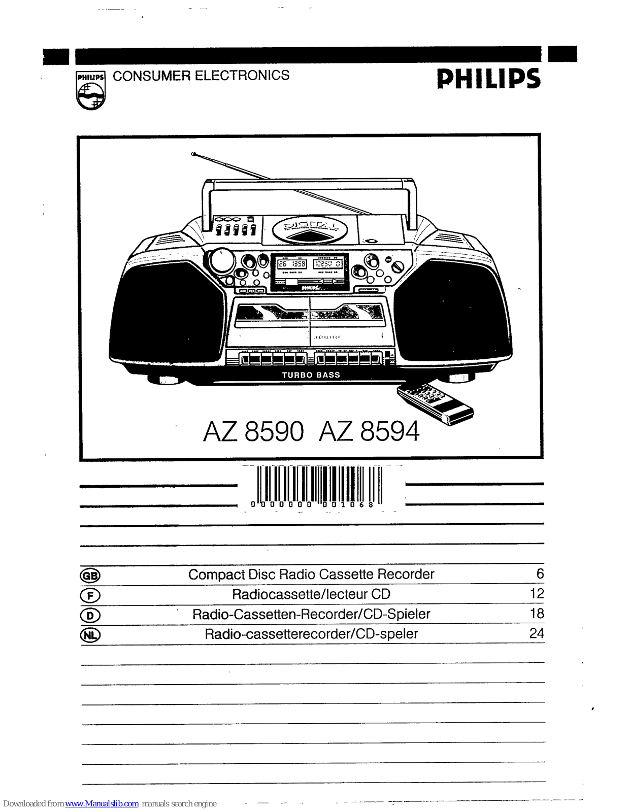 Philips AZ8594 - annexe 1, AZ 8594 User Manual