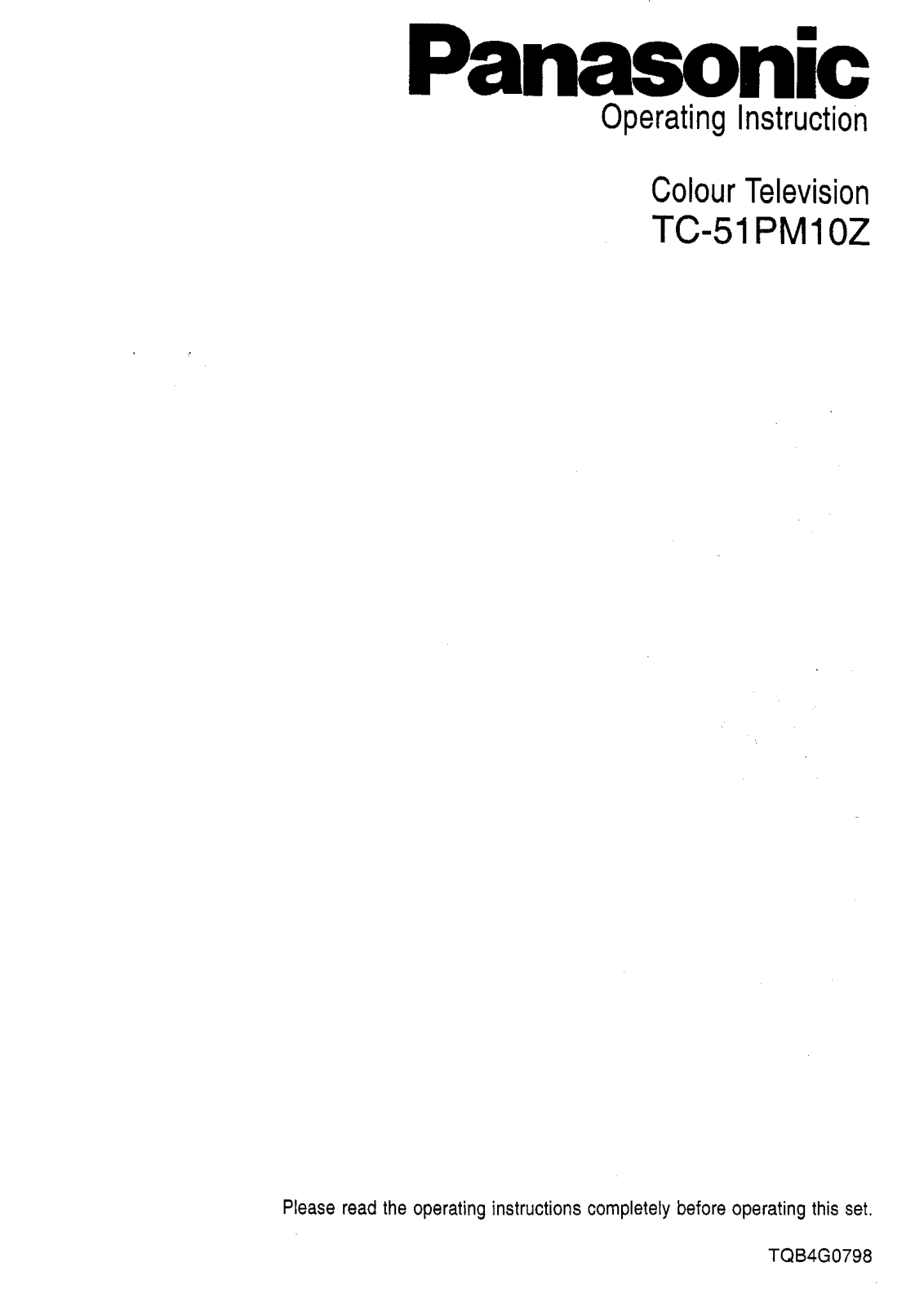 Panasonic TC-51PM10Z User Manual