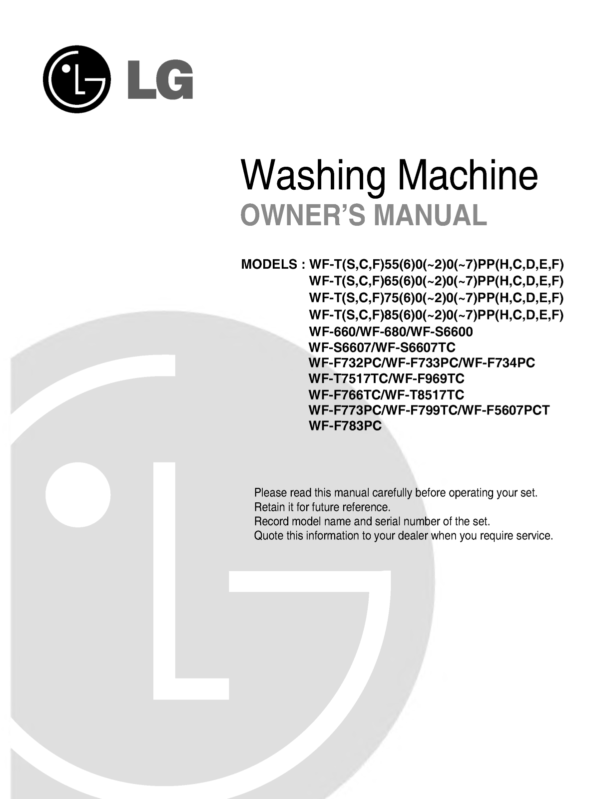 LG WF-680 User Manual