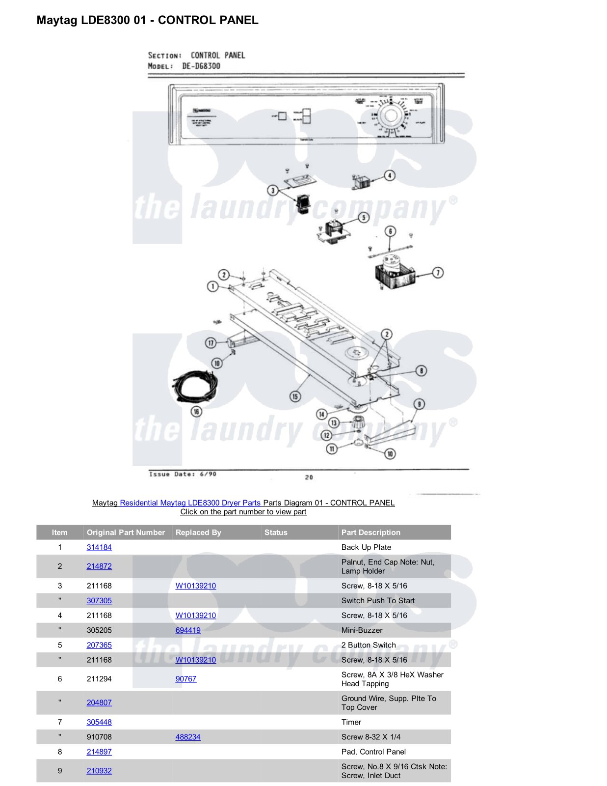 Maytag LDE8300 Parts Diagram