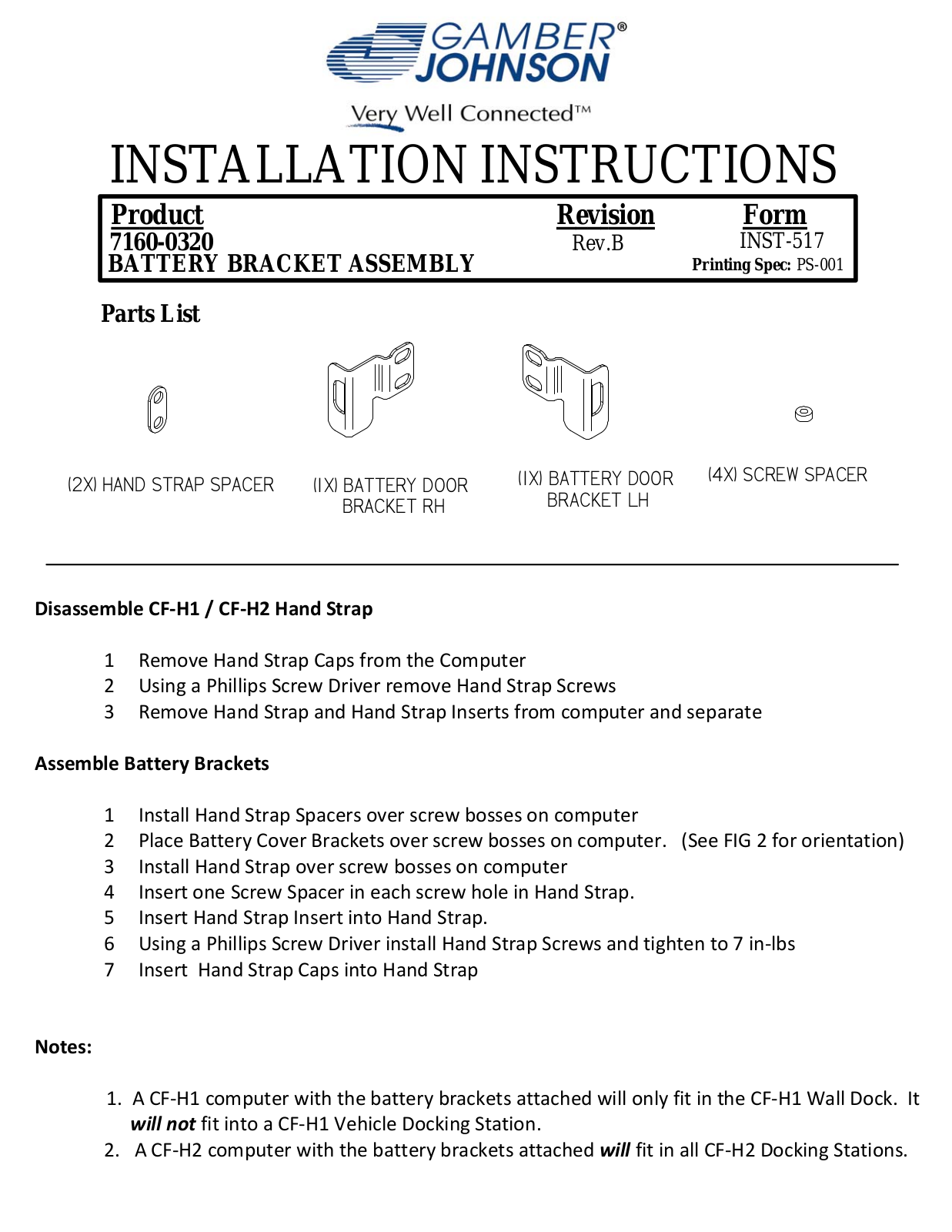 Gamber-Johnson 7160-0320 User Manual