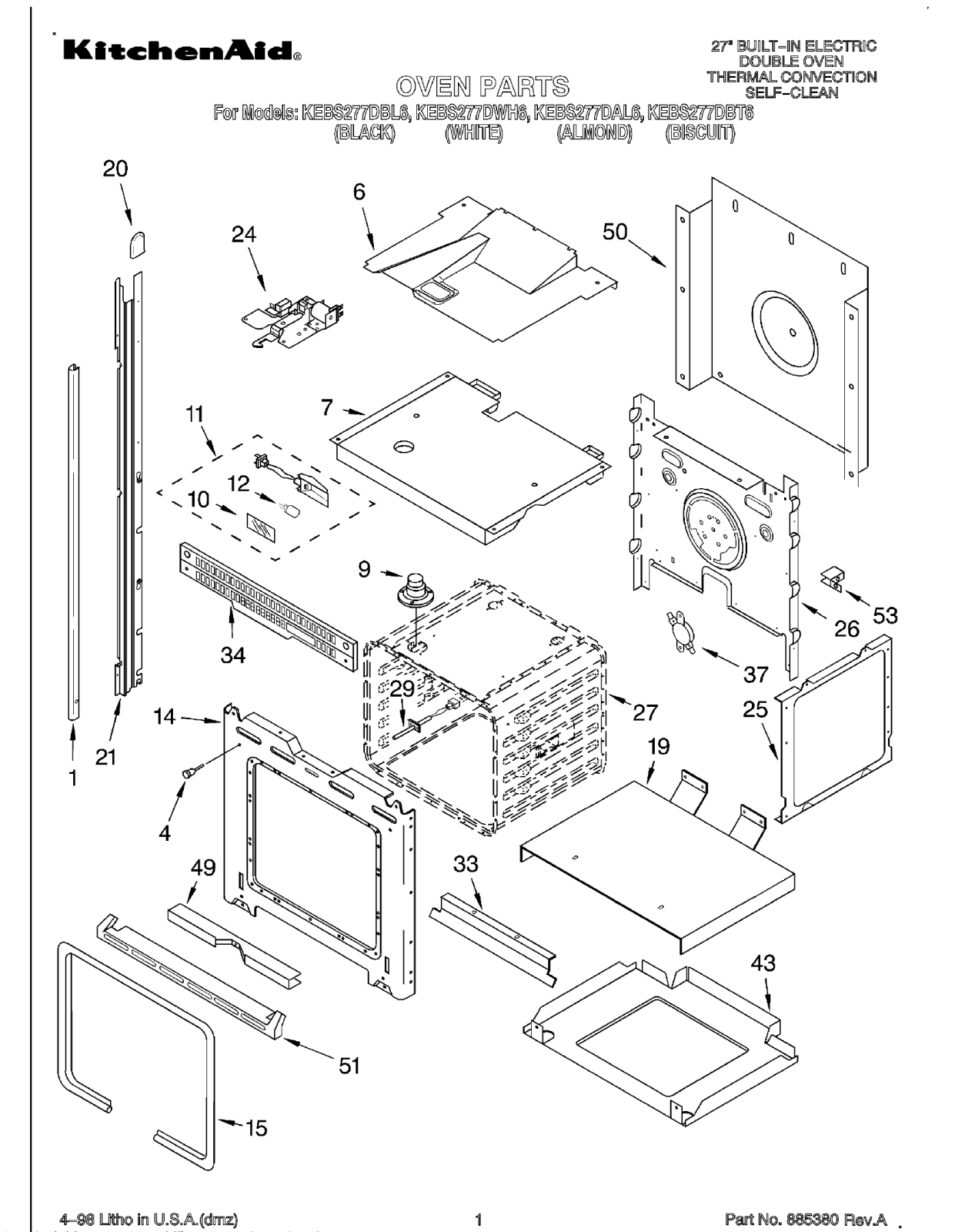 KitchenAid KEBS277DAL6 Parts list