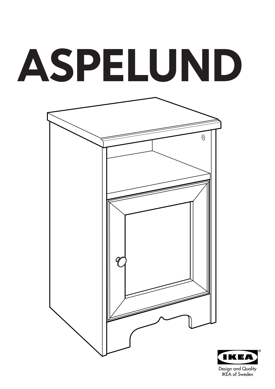 IKEA ASPELUND BEDSIDE TABLE 14X14