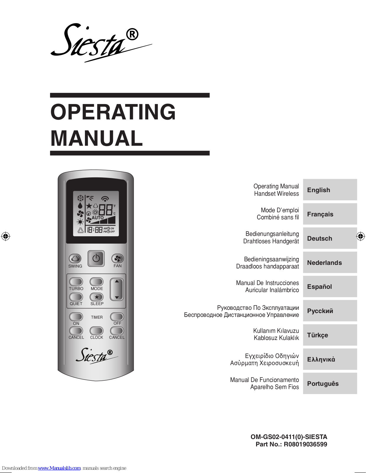 Siesta OM-GS02-0411(0), ARCWLA Operating Manual