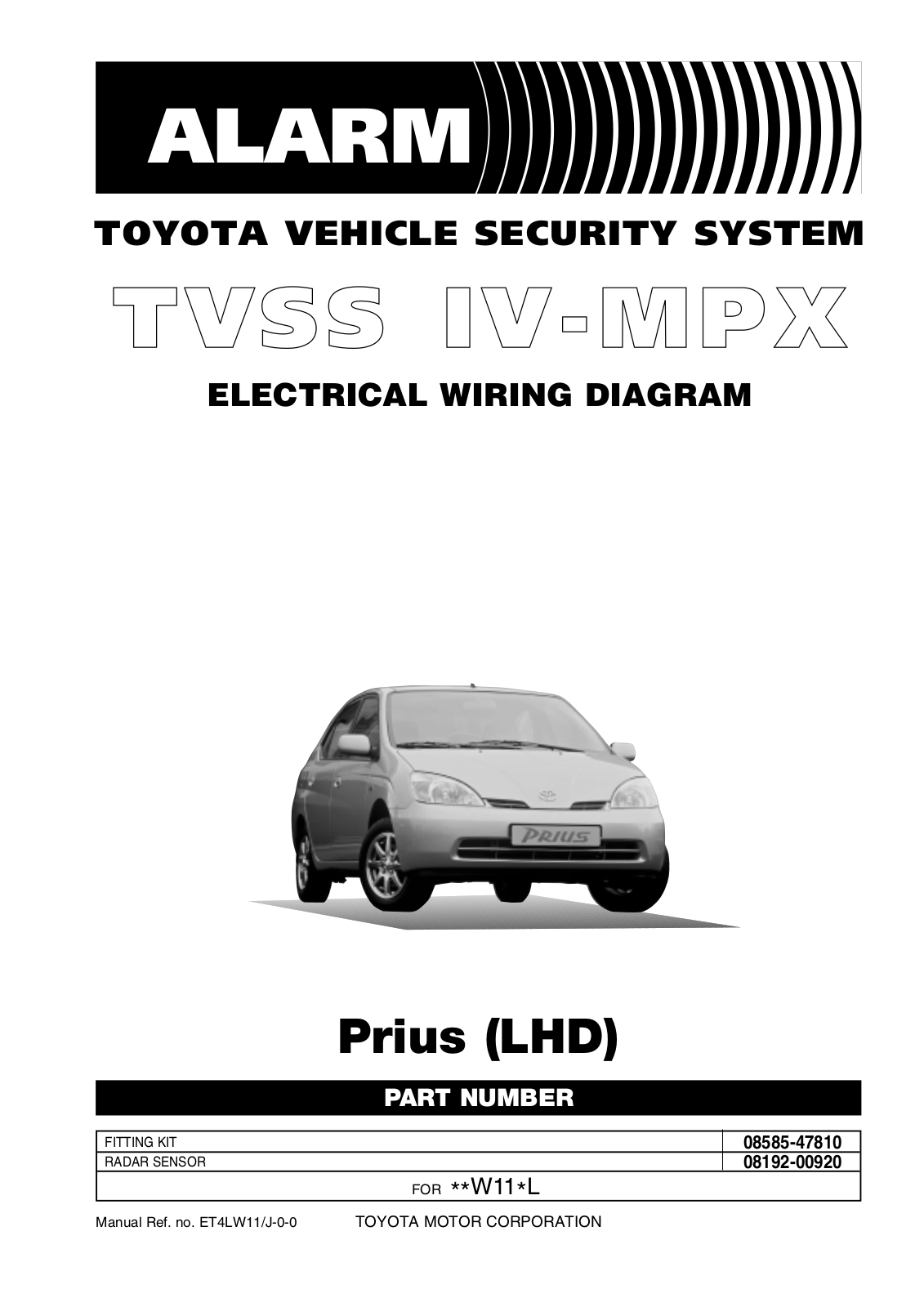 Toyota Prius Tvss IV Mpx Lhd  2000 Wiring Diagram