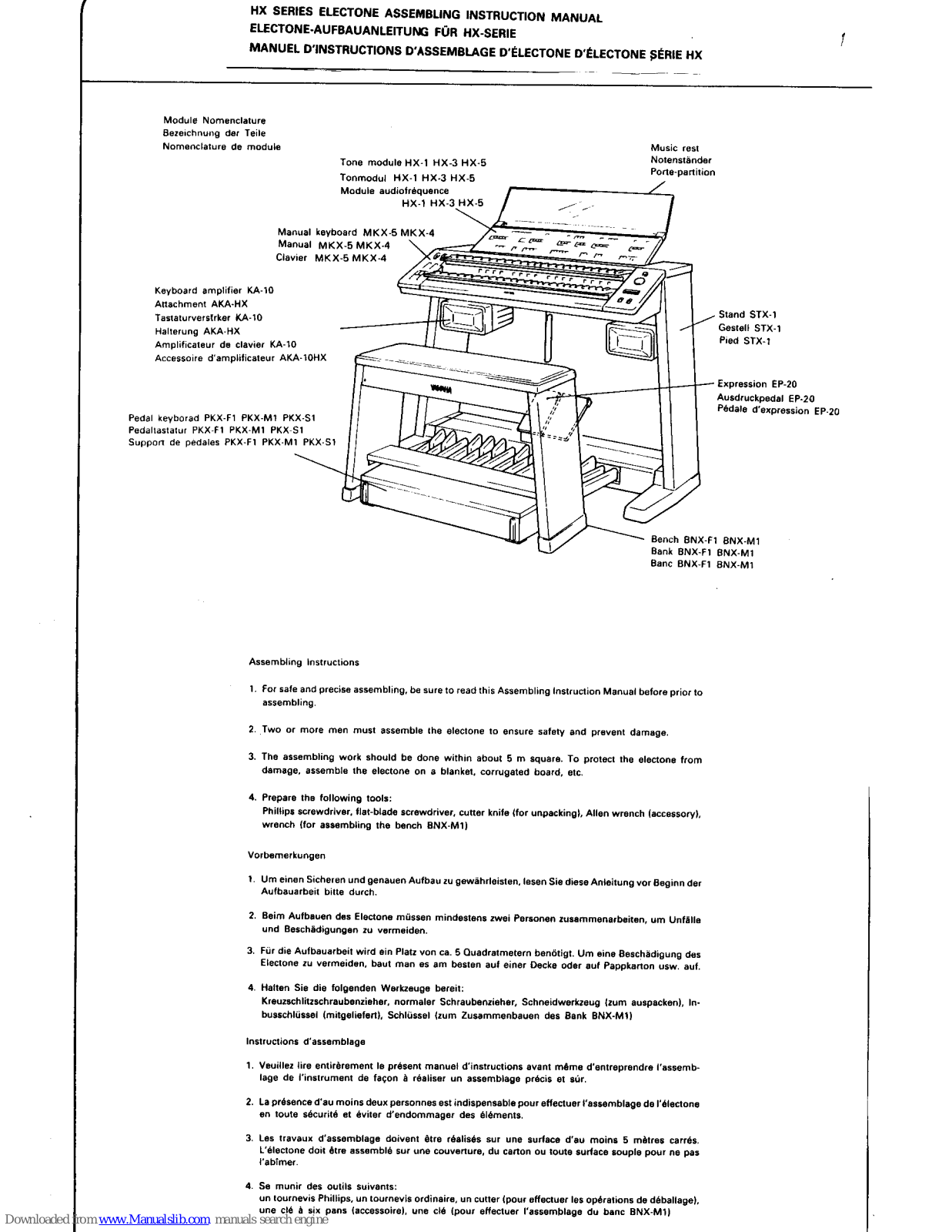 Yamaha MKX-5, MKX-4 Assembling Instruction Manual