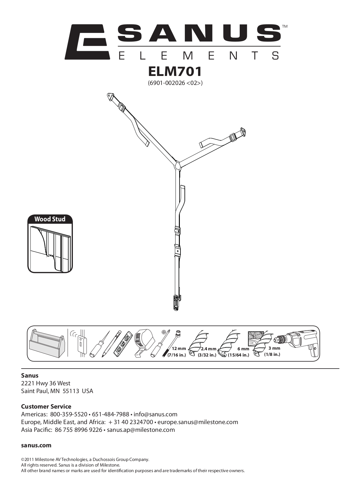 Sanus Systems ELM701 User Manual