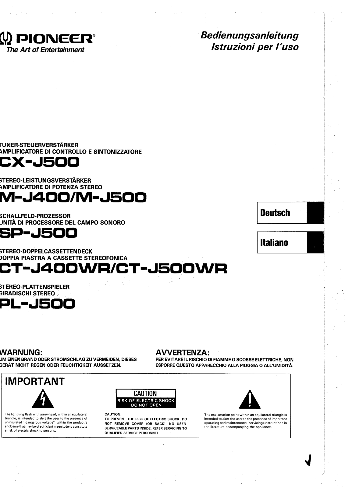 Pioneer CX-J500, SP-J500, CT-J400WR, M-J500, M-J400 User Manual