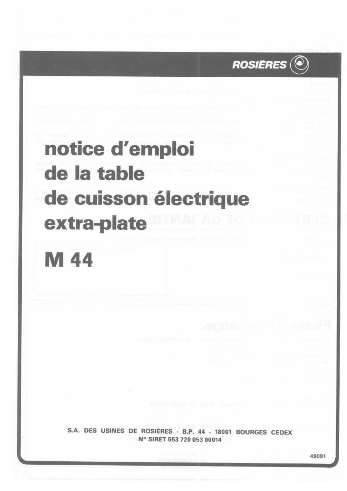 Rosieres M 44 User Manual