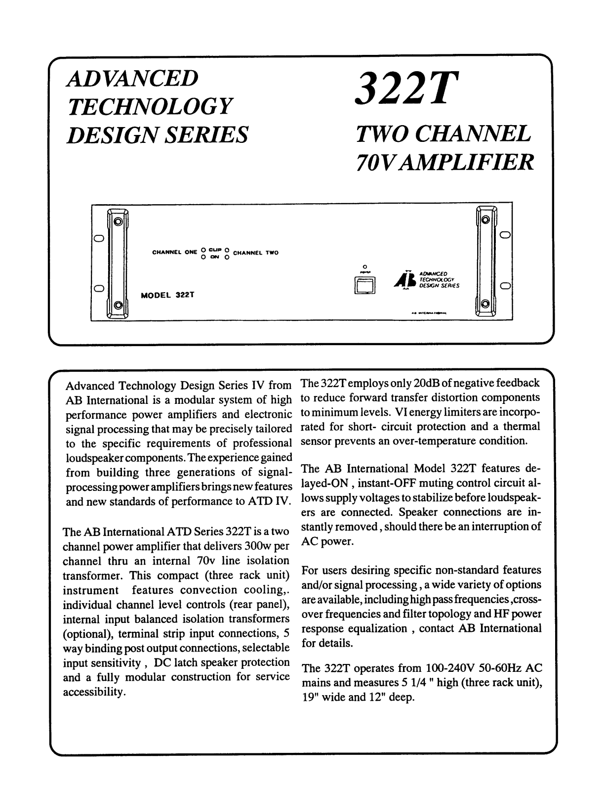 AB International 322-T Brochure