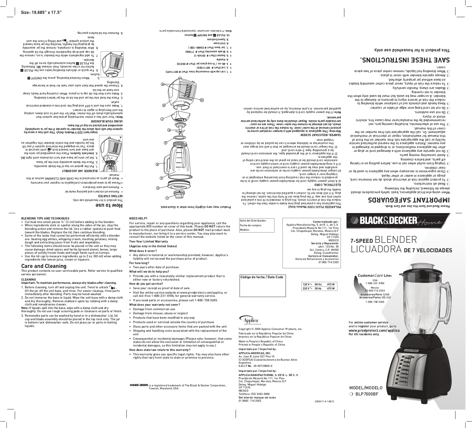 Black & Decker BLP7600BF User Manual