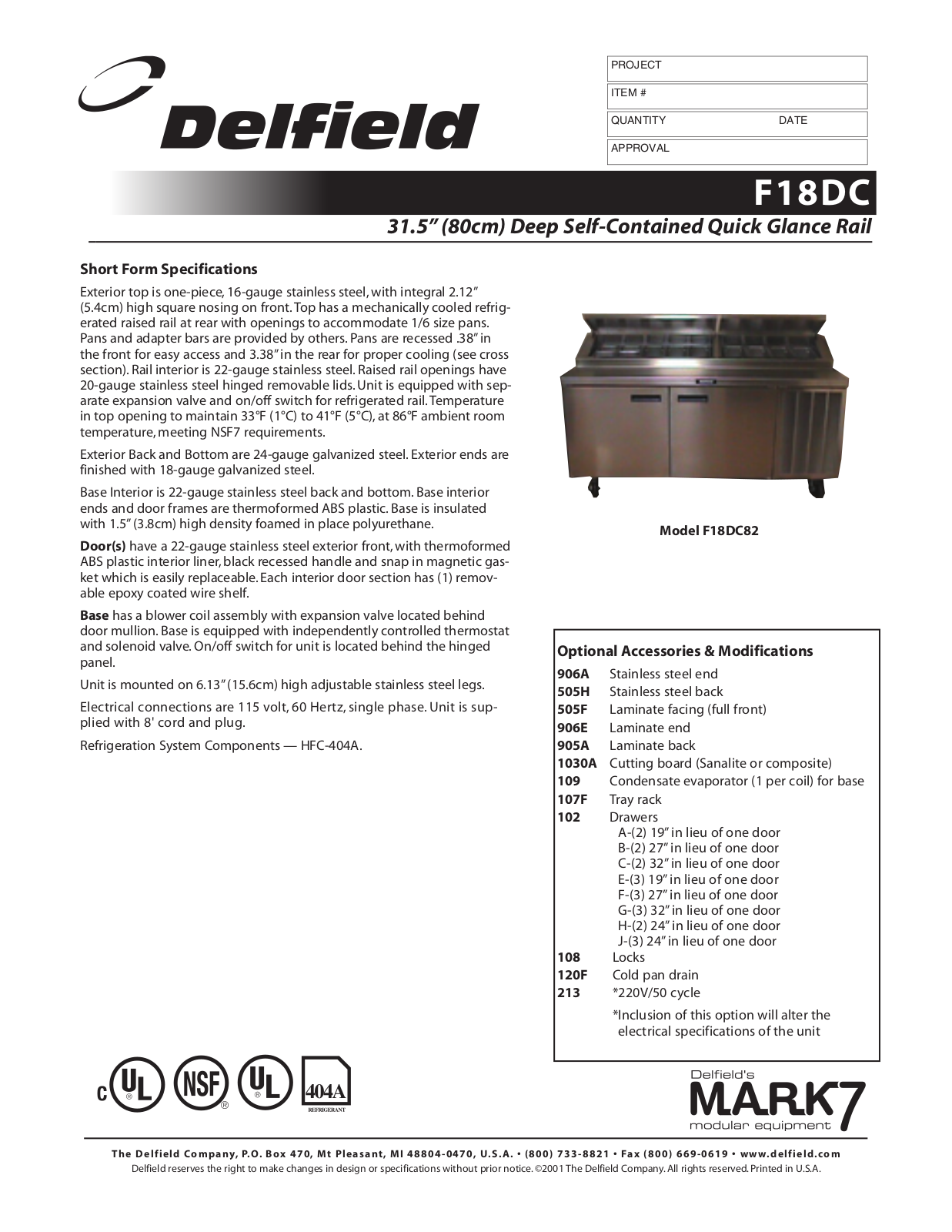 Delfield F18DC General Manual