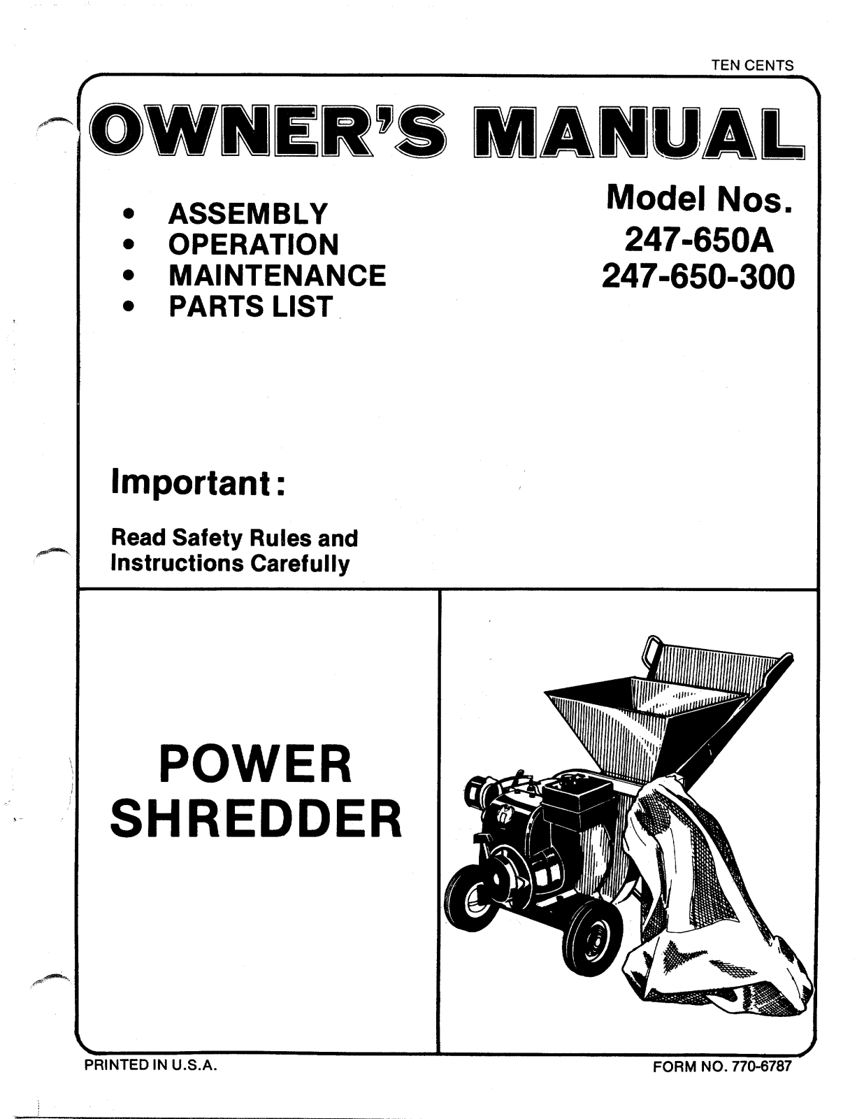 Sears 247-650A, 247-650-300 User Manual