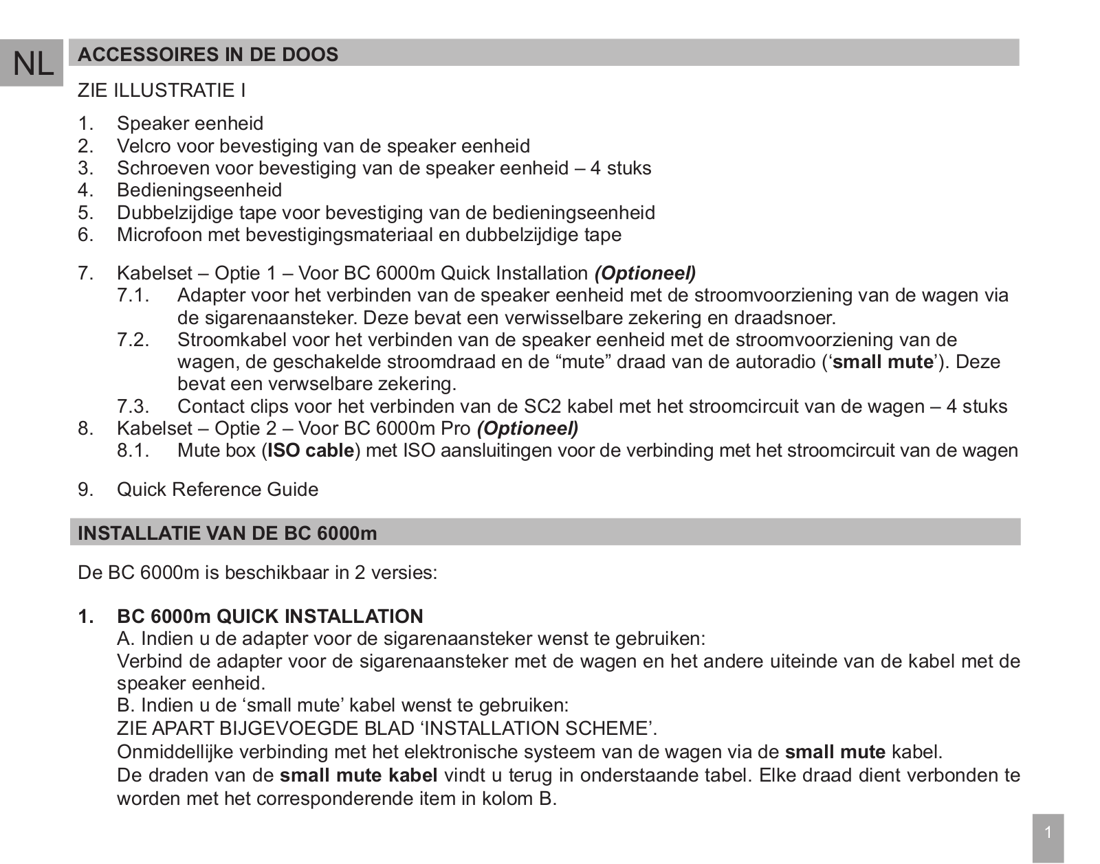 Mr Handsfree BC6000m User Manual