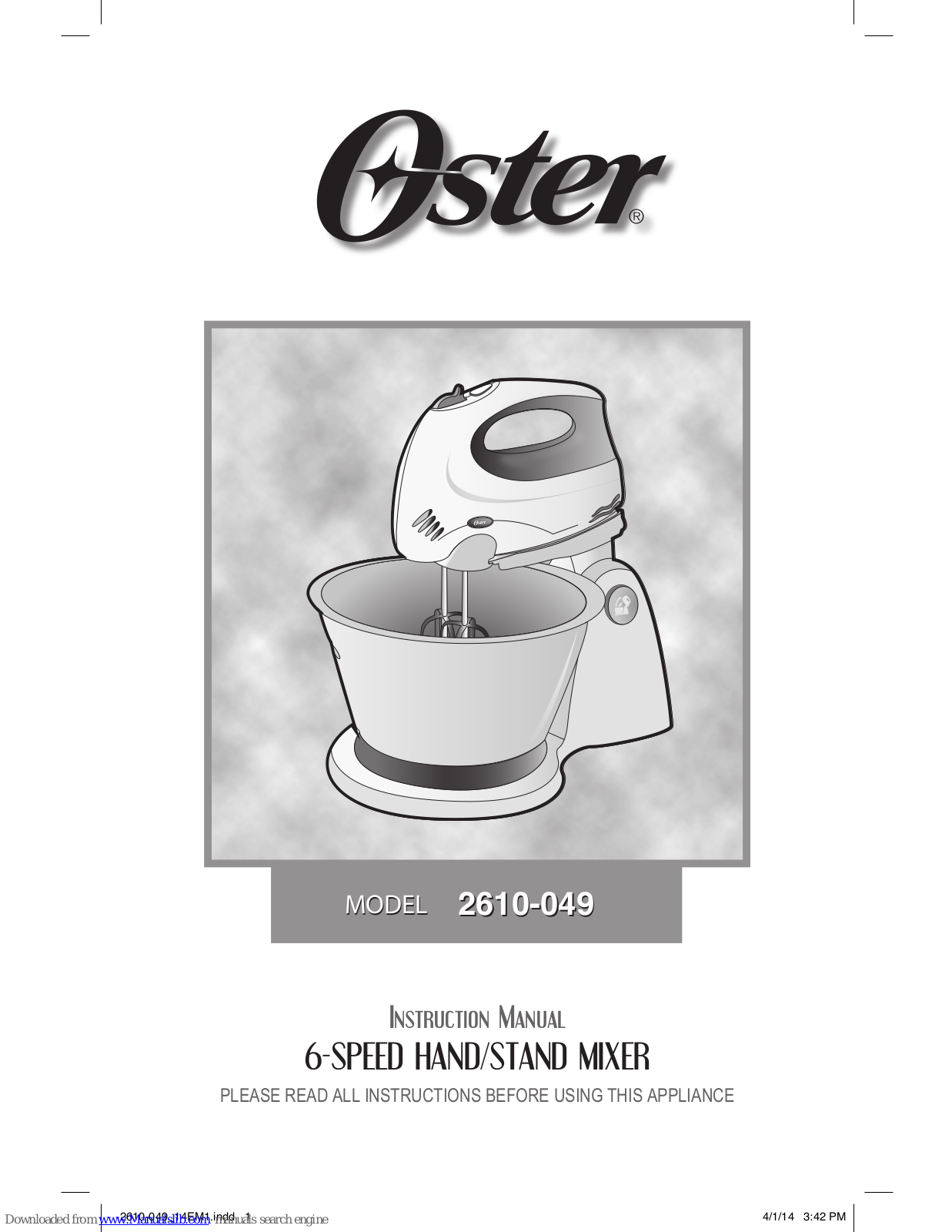 Oster 2611-049 Instruction Manual - ManualMachine.com