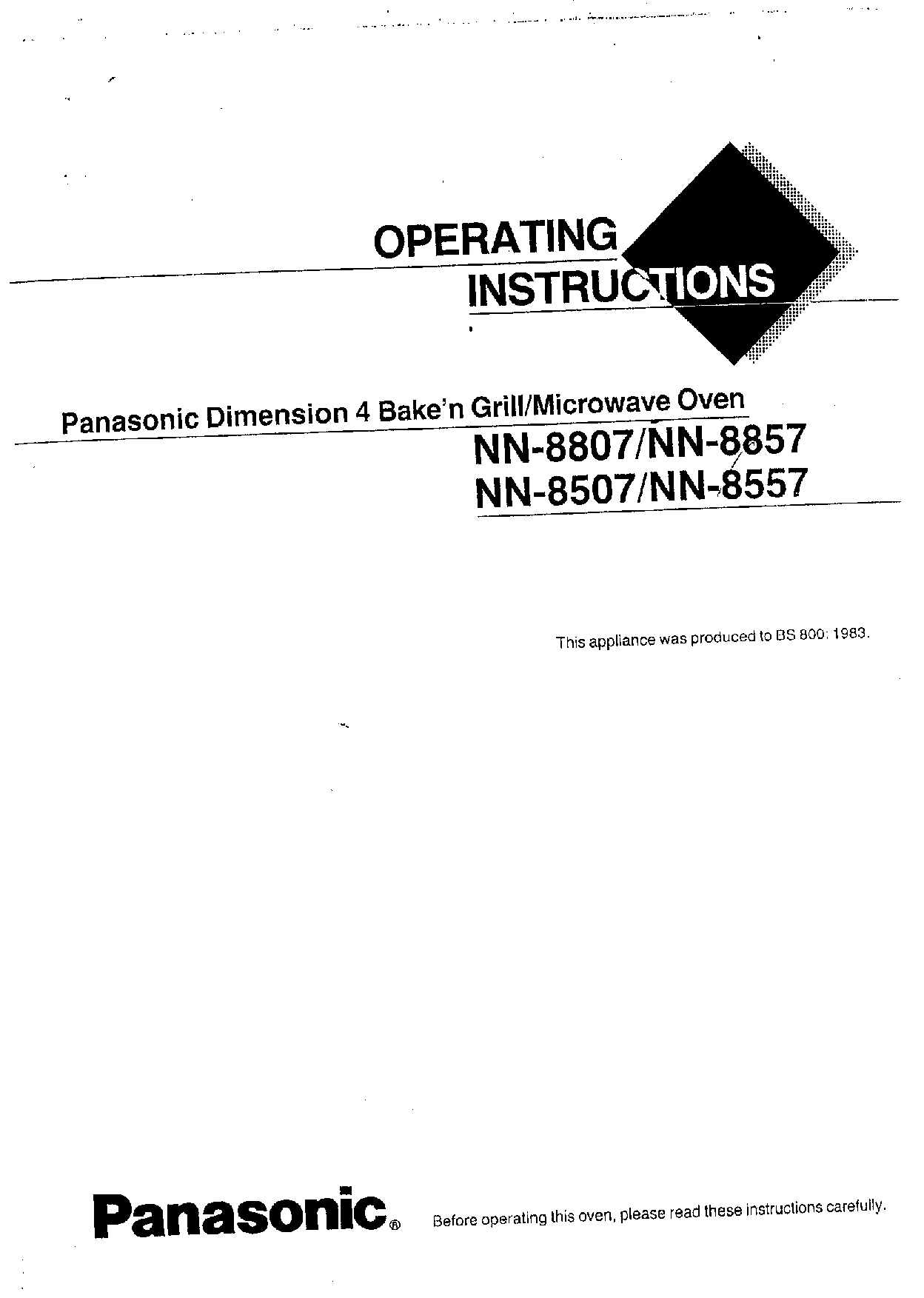 Panasonic NN-8557, NN-8807, NN-8857, NN-8507 User Manual