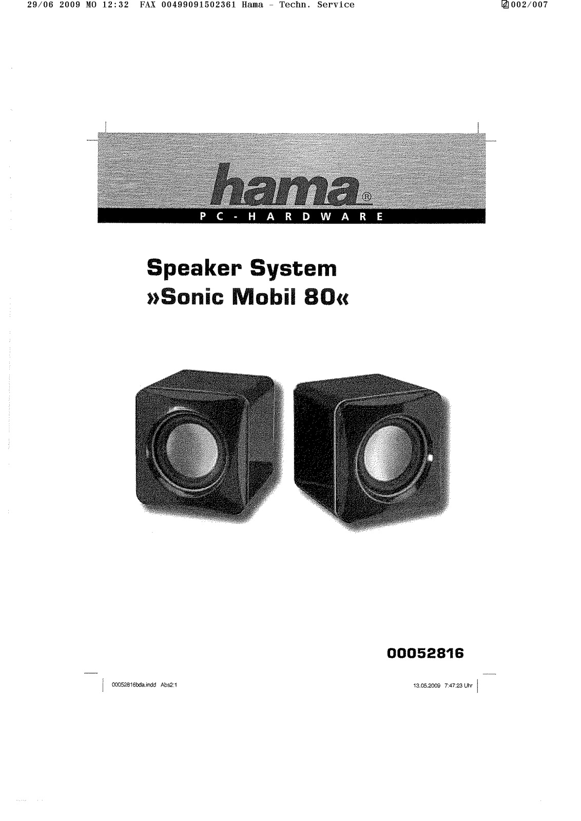 Hama Sonic Mobil 80 User guide