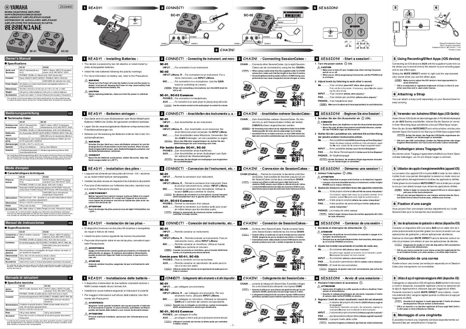 Yamaha SC02, SC01 Owner’s Manual