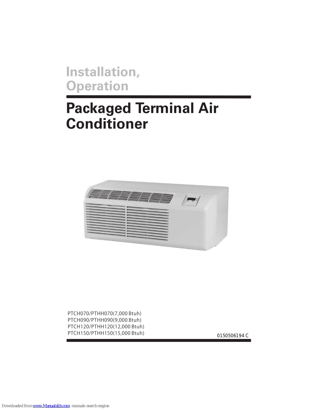 Haier PTCH070, PTHH070, PTCH090, PTHH090, PTHH120 Installation & Operation Manual