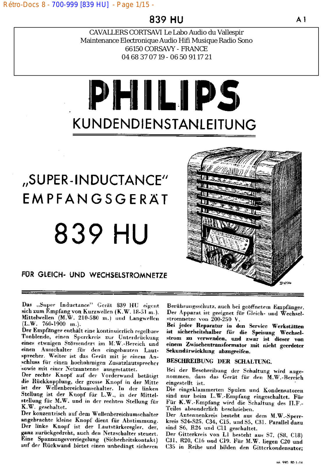 Philips 839 hu Datasheet - ManualMachine.com