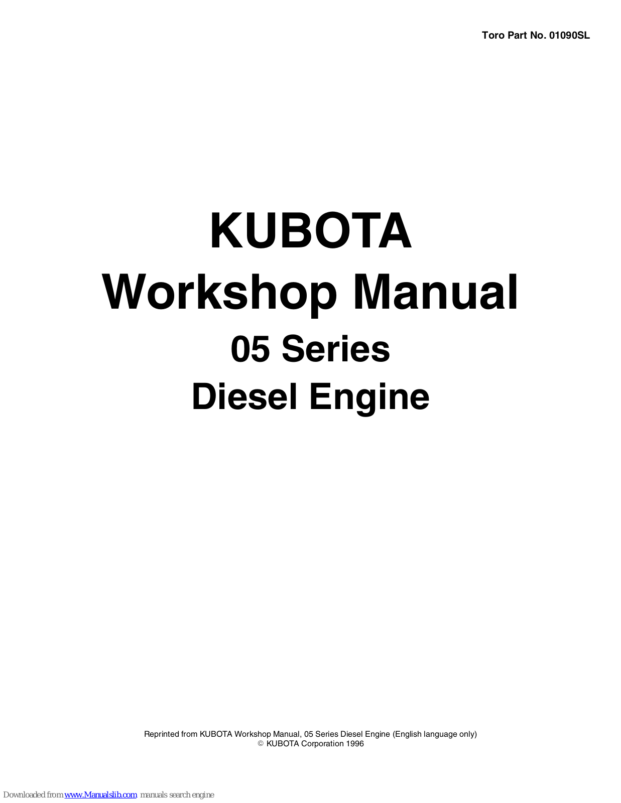 Kubota 05 Series, D905-B, D1005-B, V1205-B, V1205-T-B Workshop Manual