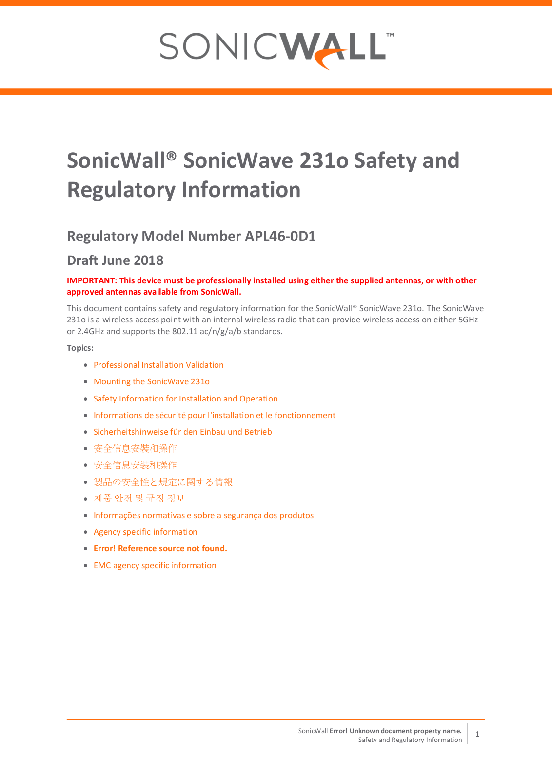 Sonicwall 0D1 User Manual