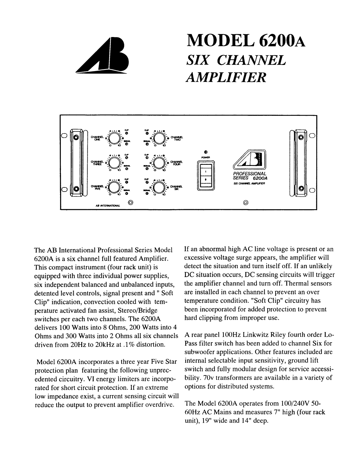 AB International 6200-A Brochure