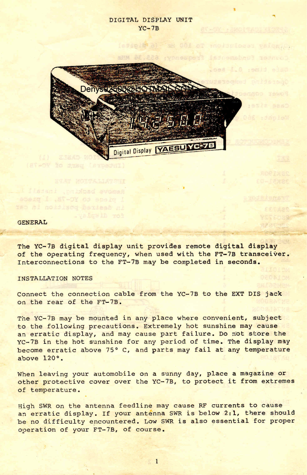 Sommerkamp YC-7B Instruction Manual