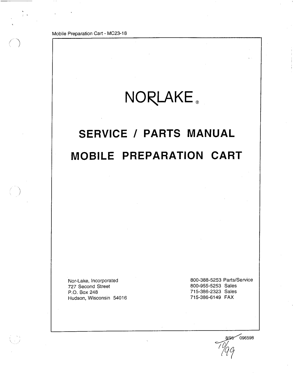 Norlake MC23-18 Parts Manual