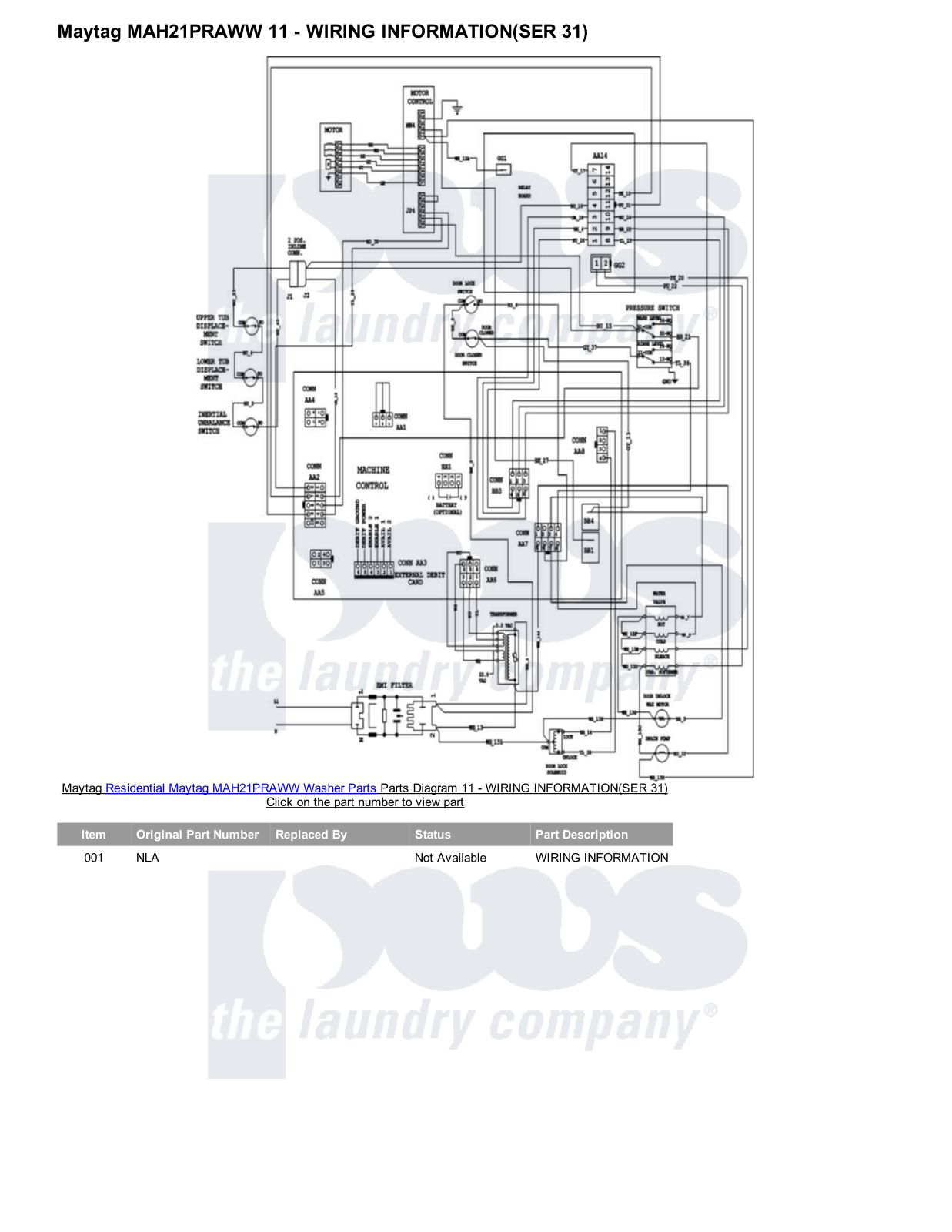 Maytag MAH21PRAWW Parts Diagram