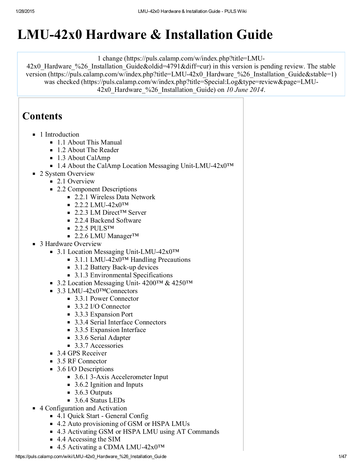 CalAmp 4230CBT, 4230HBT User Manual