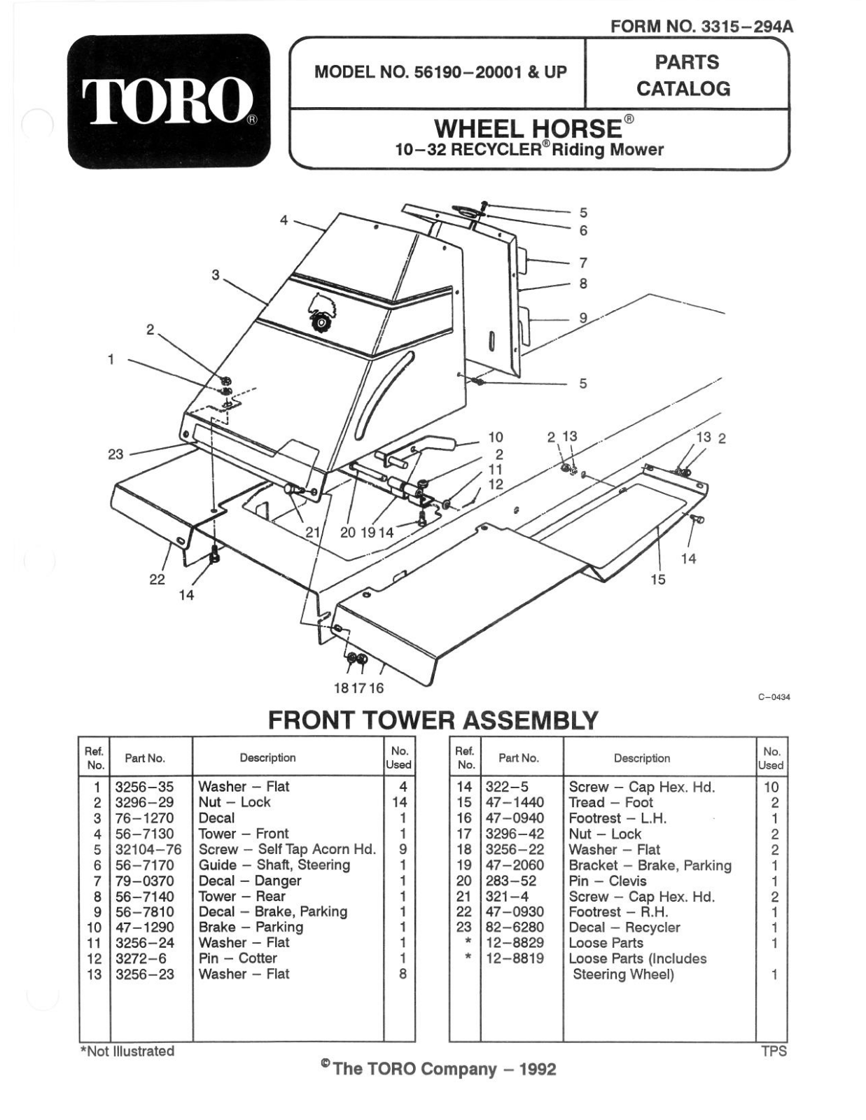 Toro 56190 Parts Catalogue