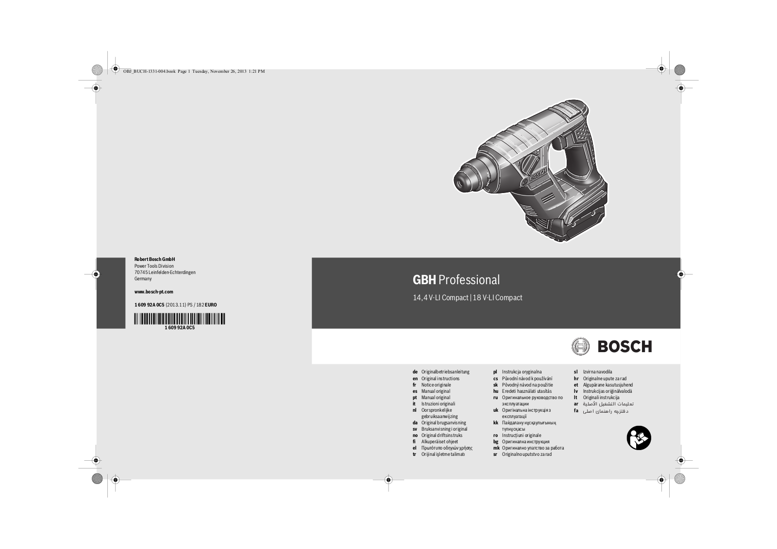 Bosch GBH 14, 4 V-LI Compact, GBH 18 V-LI Compact User Manual