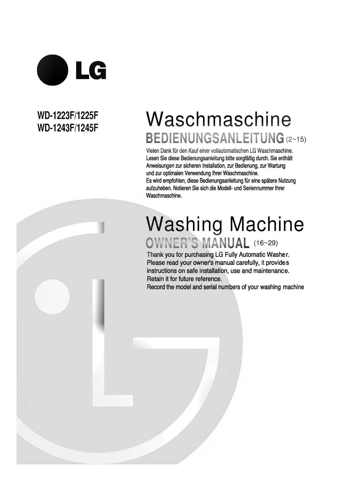 LG WD-1243F User manual