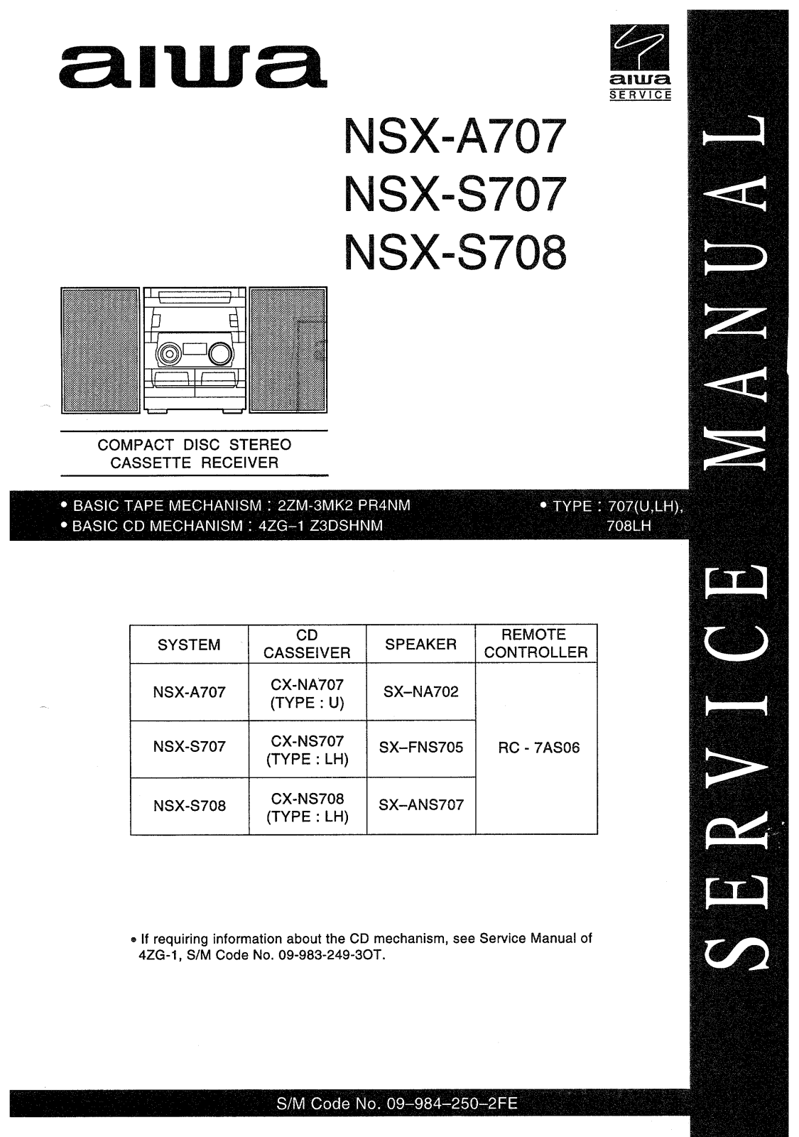 Aiwa NSX-A707, NSX-S707, NSX-S708, CX-NS708LH Schematic