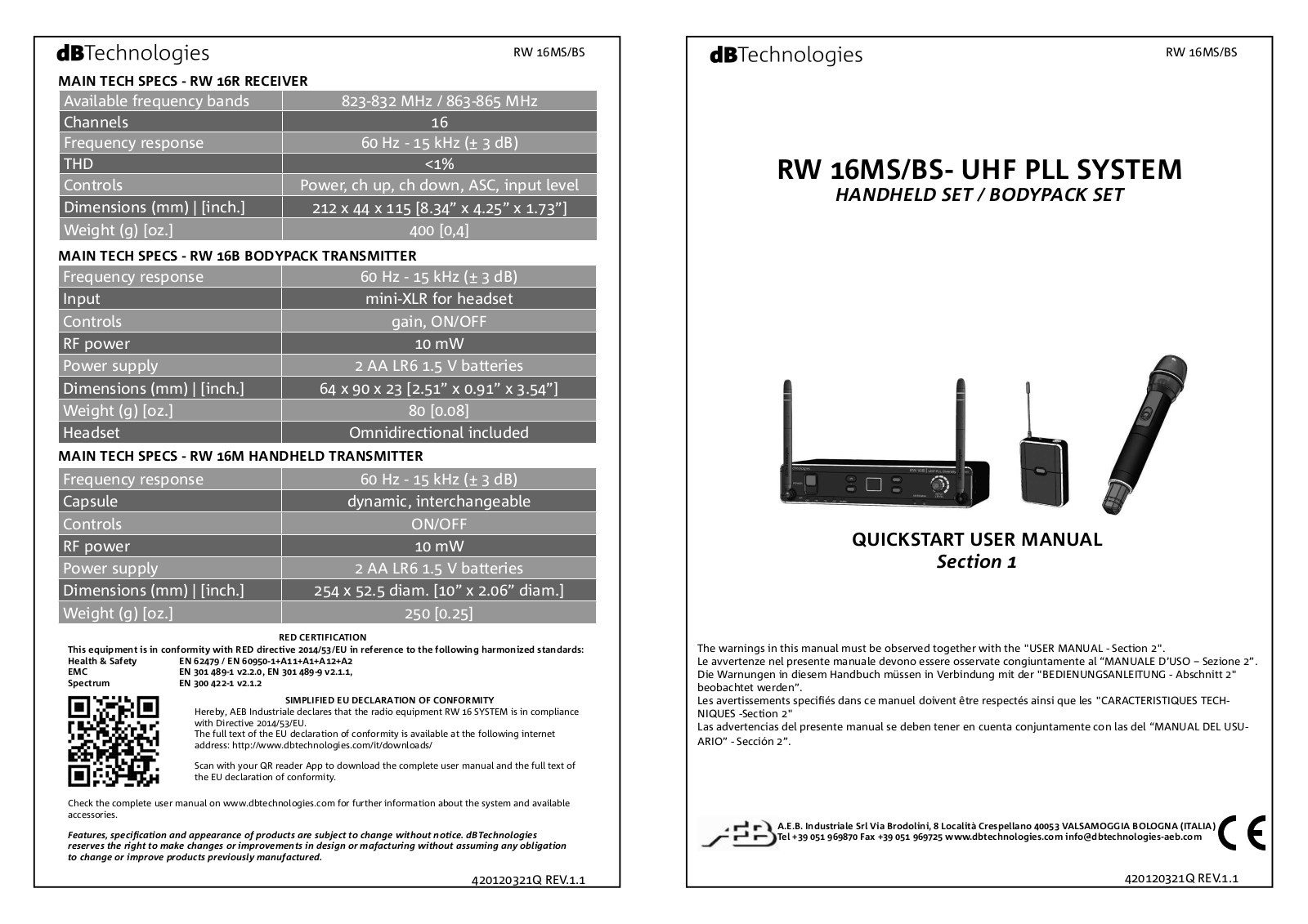 Dbtechnologies RM 16R, RM 16MS, RM 16M, RM 16B, RM 16BS User Manual