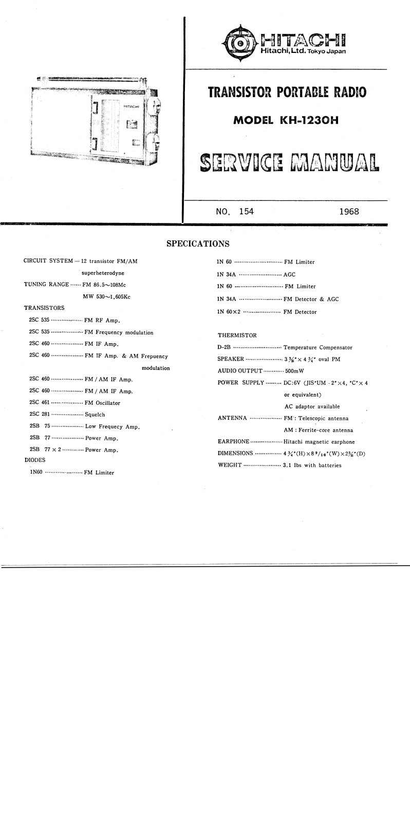 Hitachi KH-1230-H Service Manual