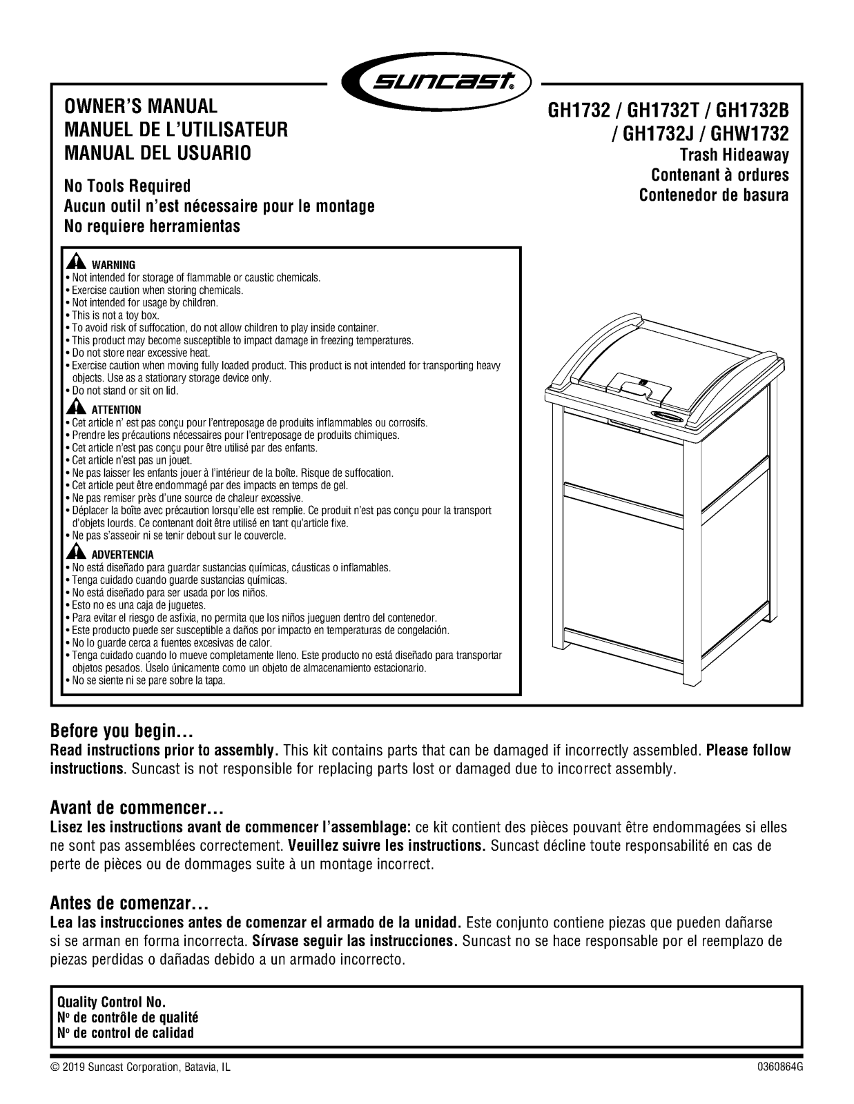 Suncast XA1017 Installation & Assembly - ManualMachine.com