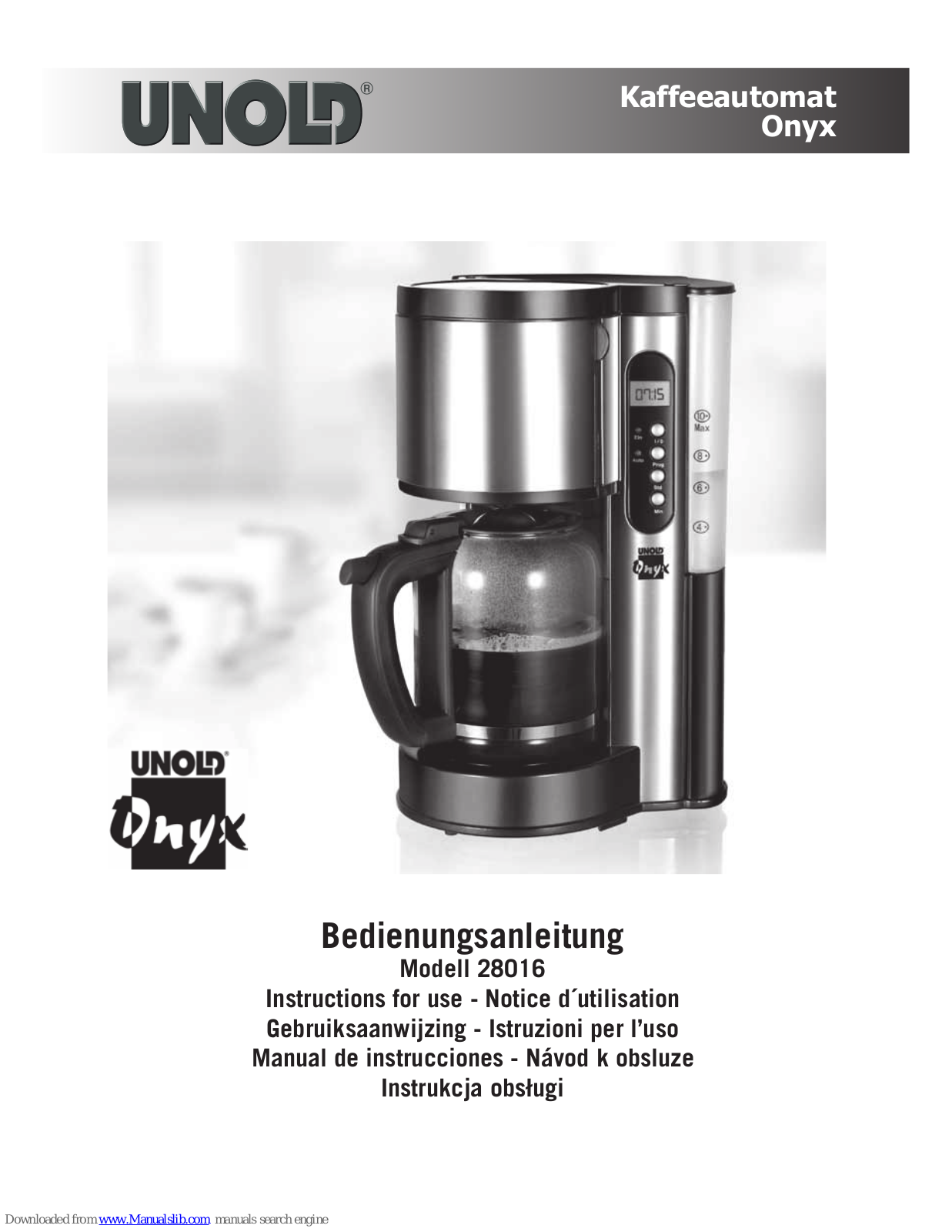 Unold Onyx 28016 Instructions For Use Manual