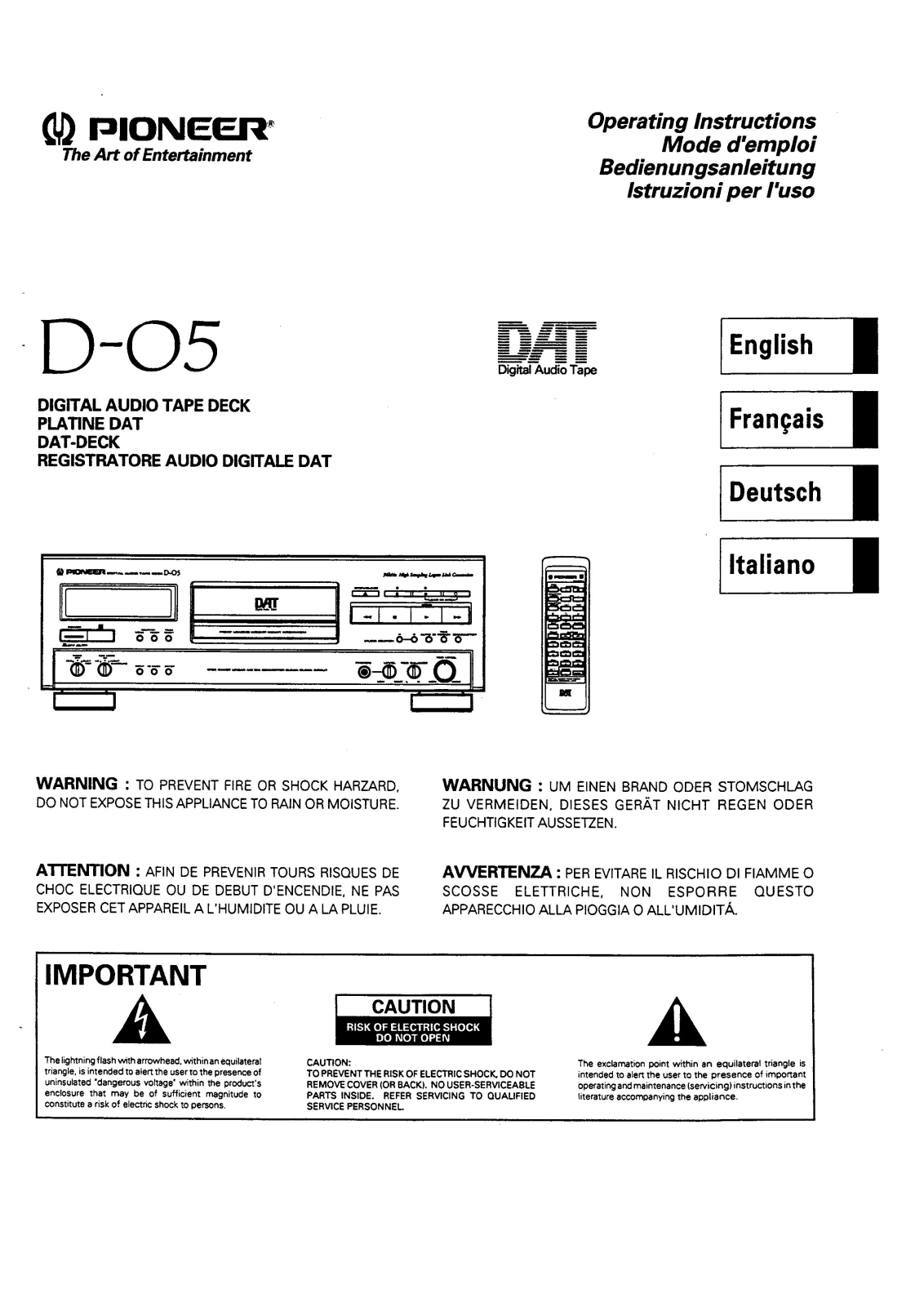 Pioneer D05 Operating Instruction