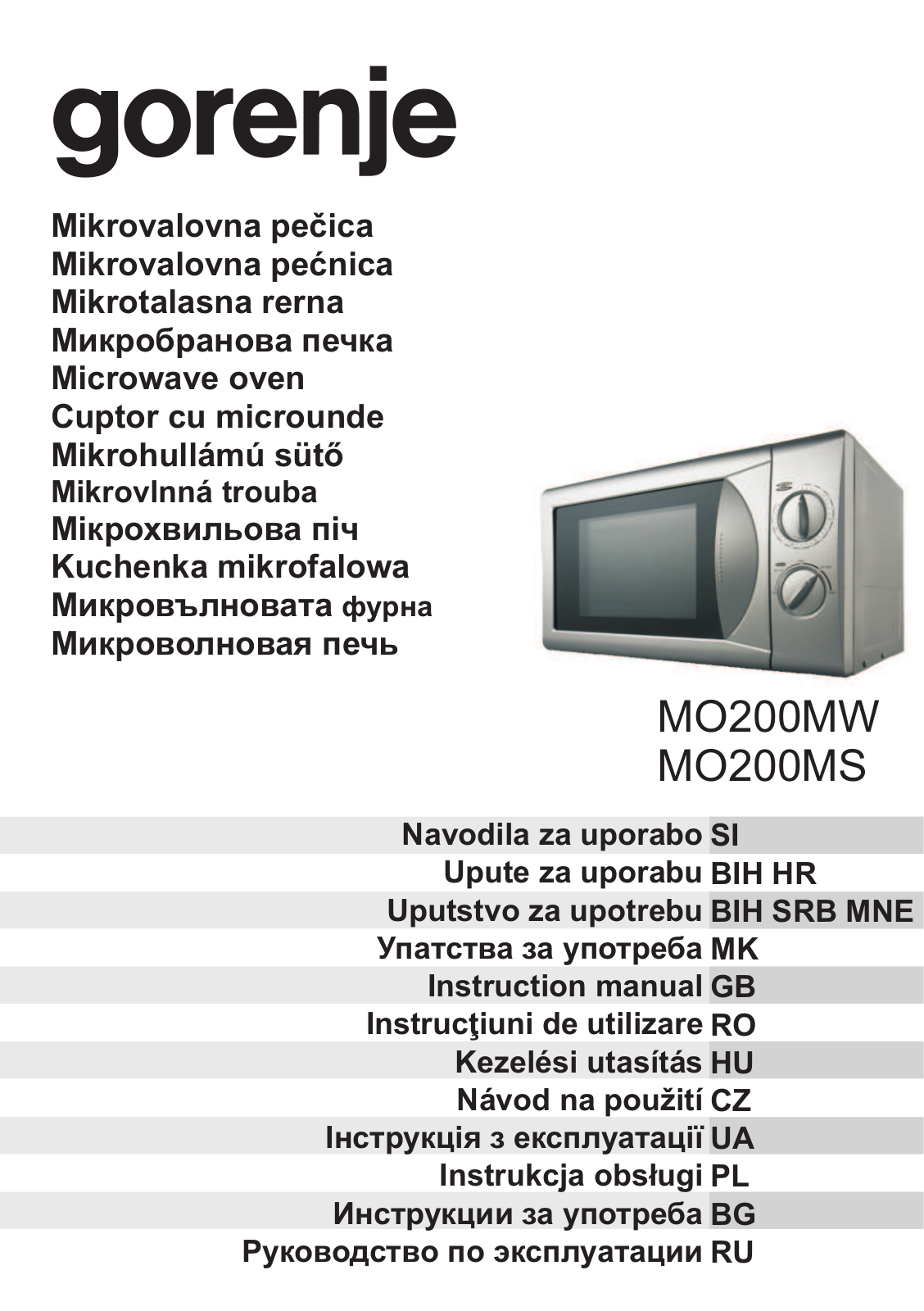 Gorenje MO 200 MS User manual