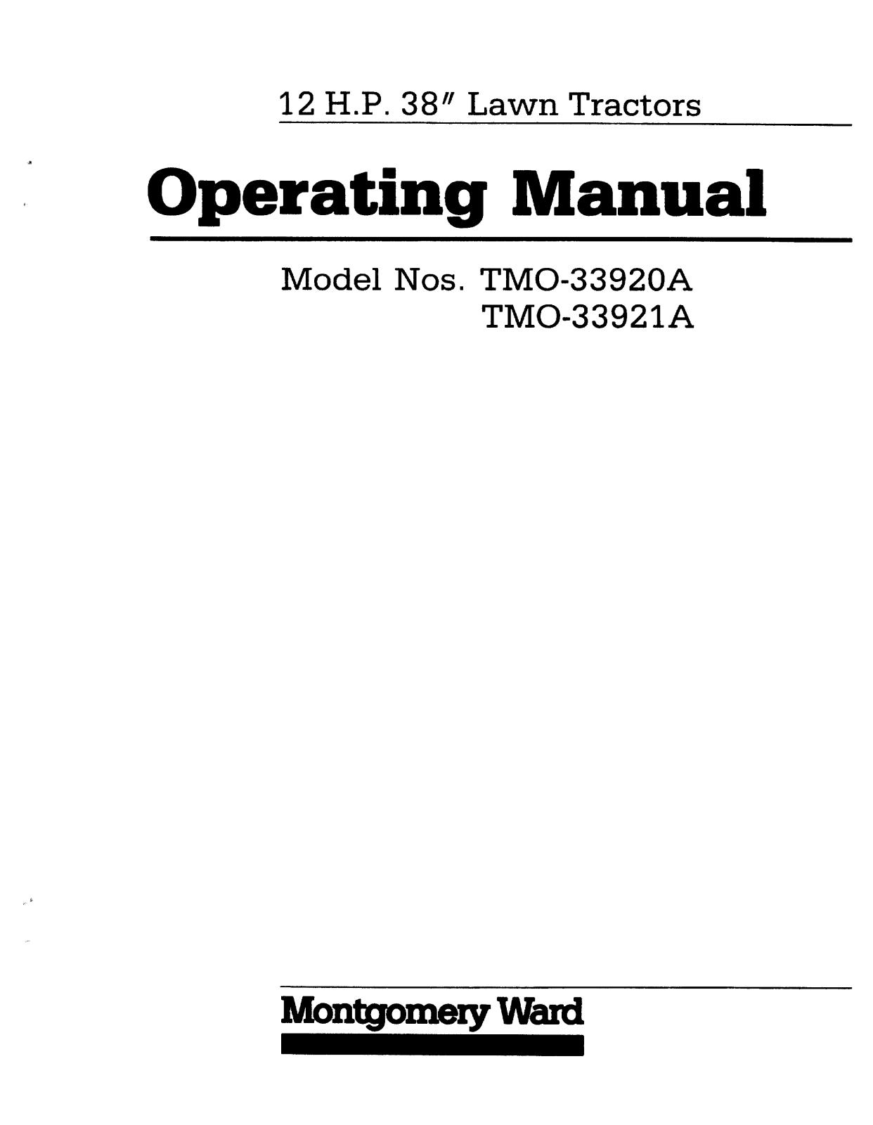 Bolens TMO-33921A User Manual