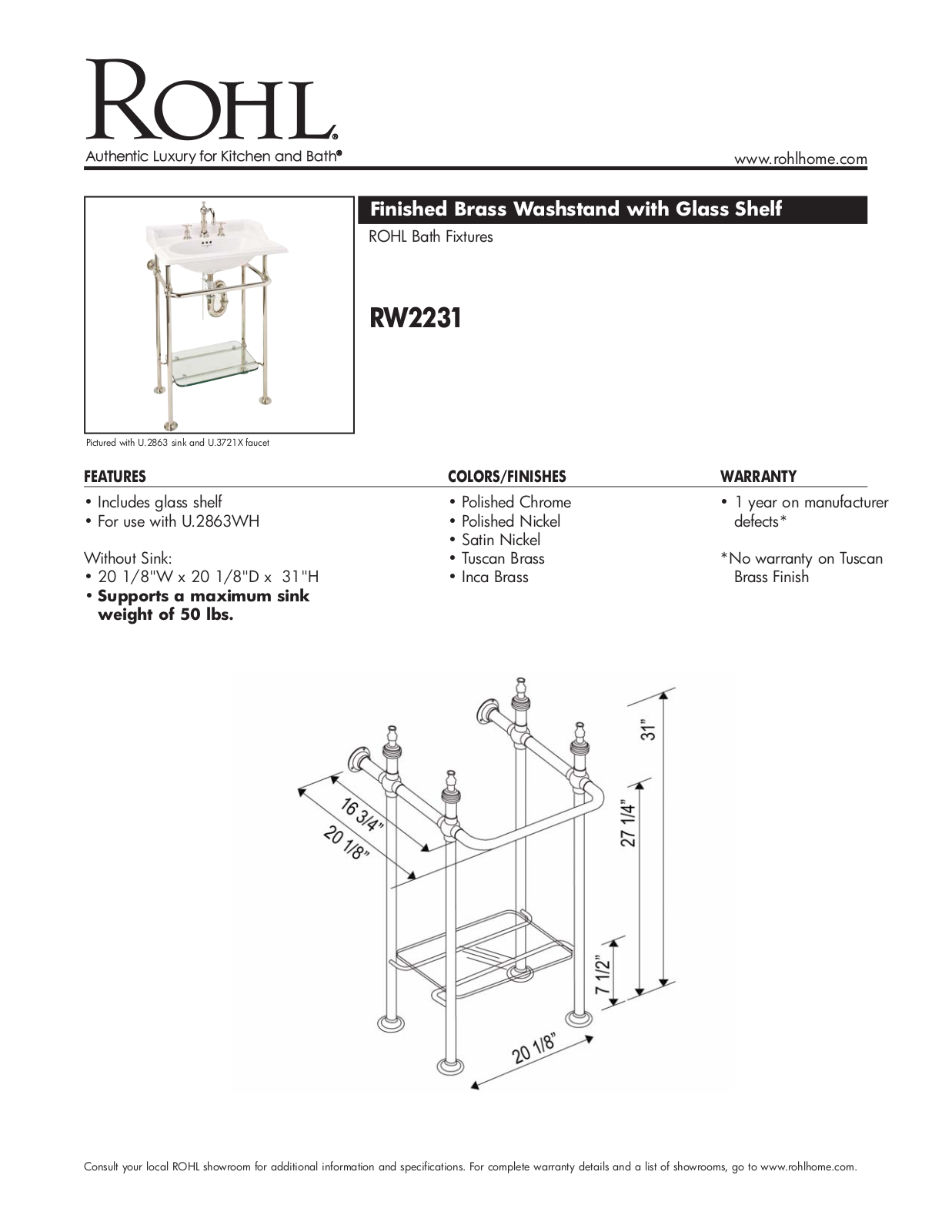 Rohl RW2231APC User Manual