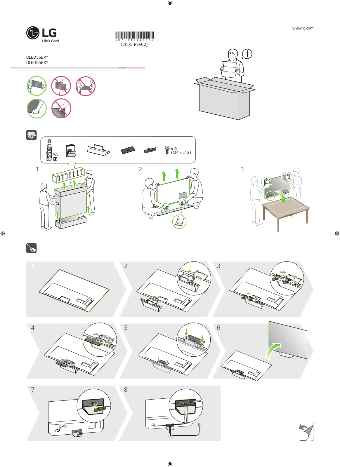 LG OLED65BX6LB Quick Setup Guide