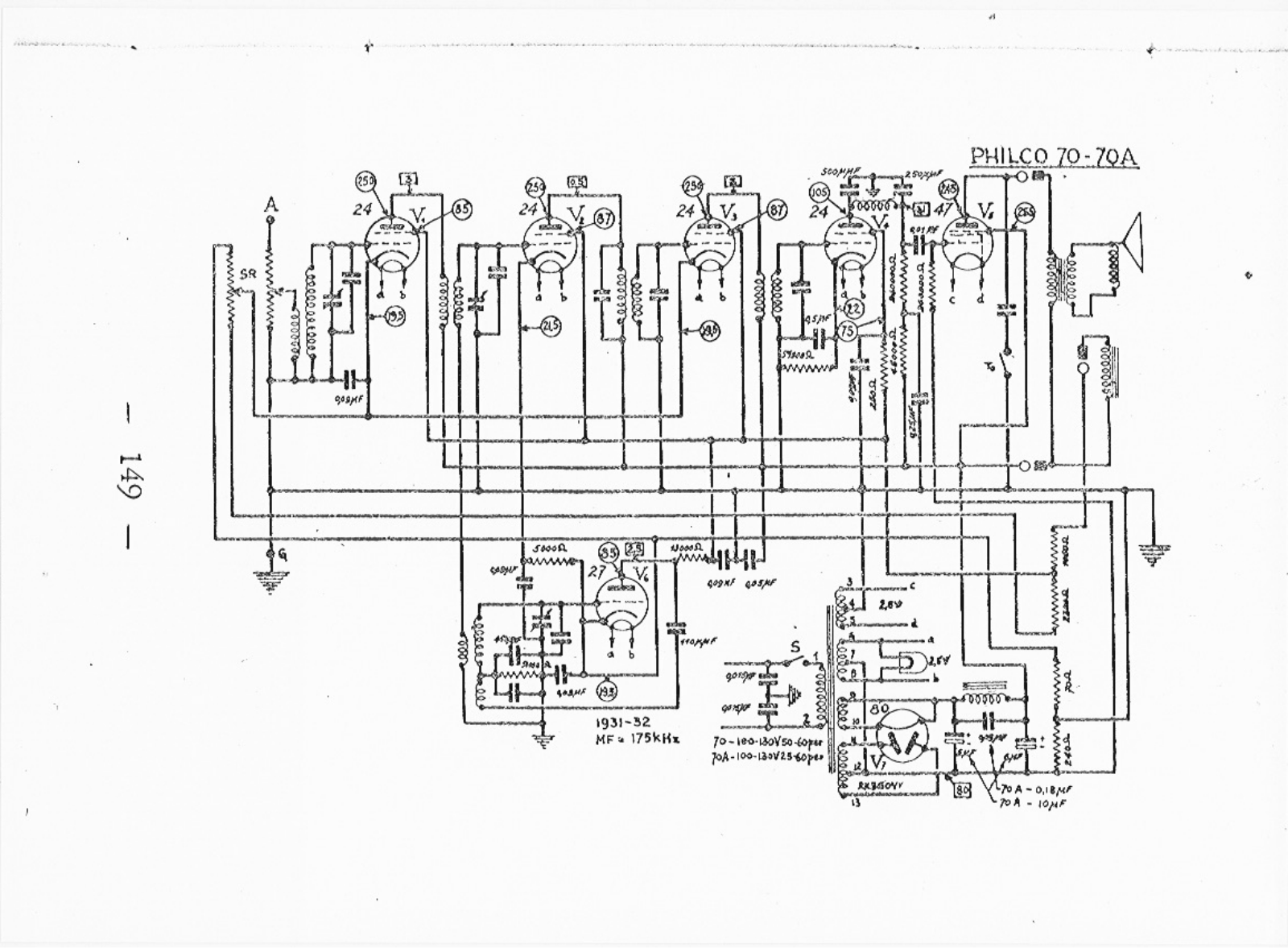 Philco 70 Schematic