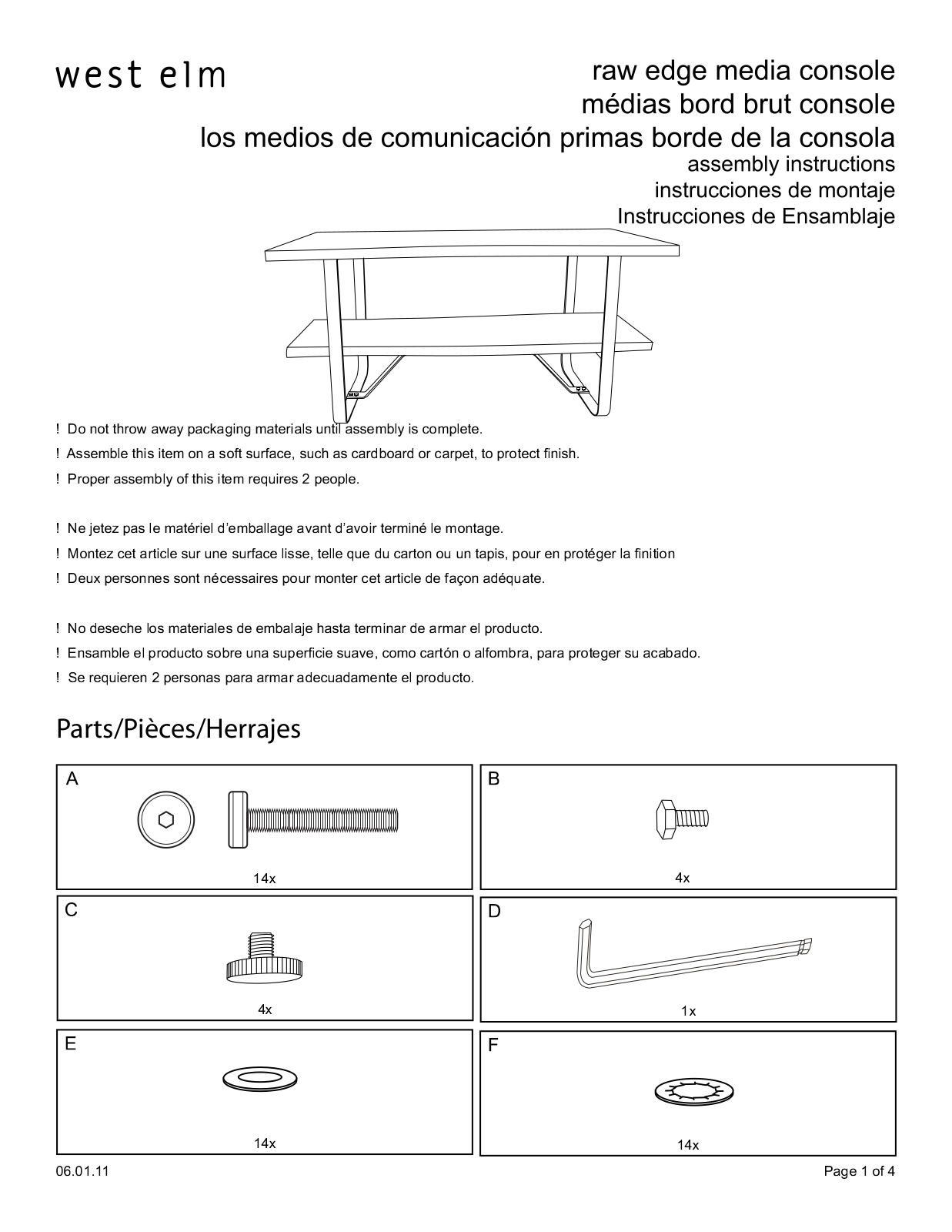 West Elm Raw Edge Media Console Assembly Instruction