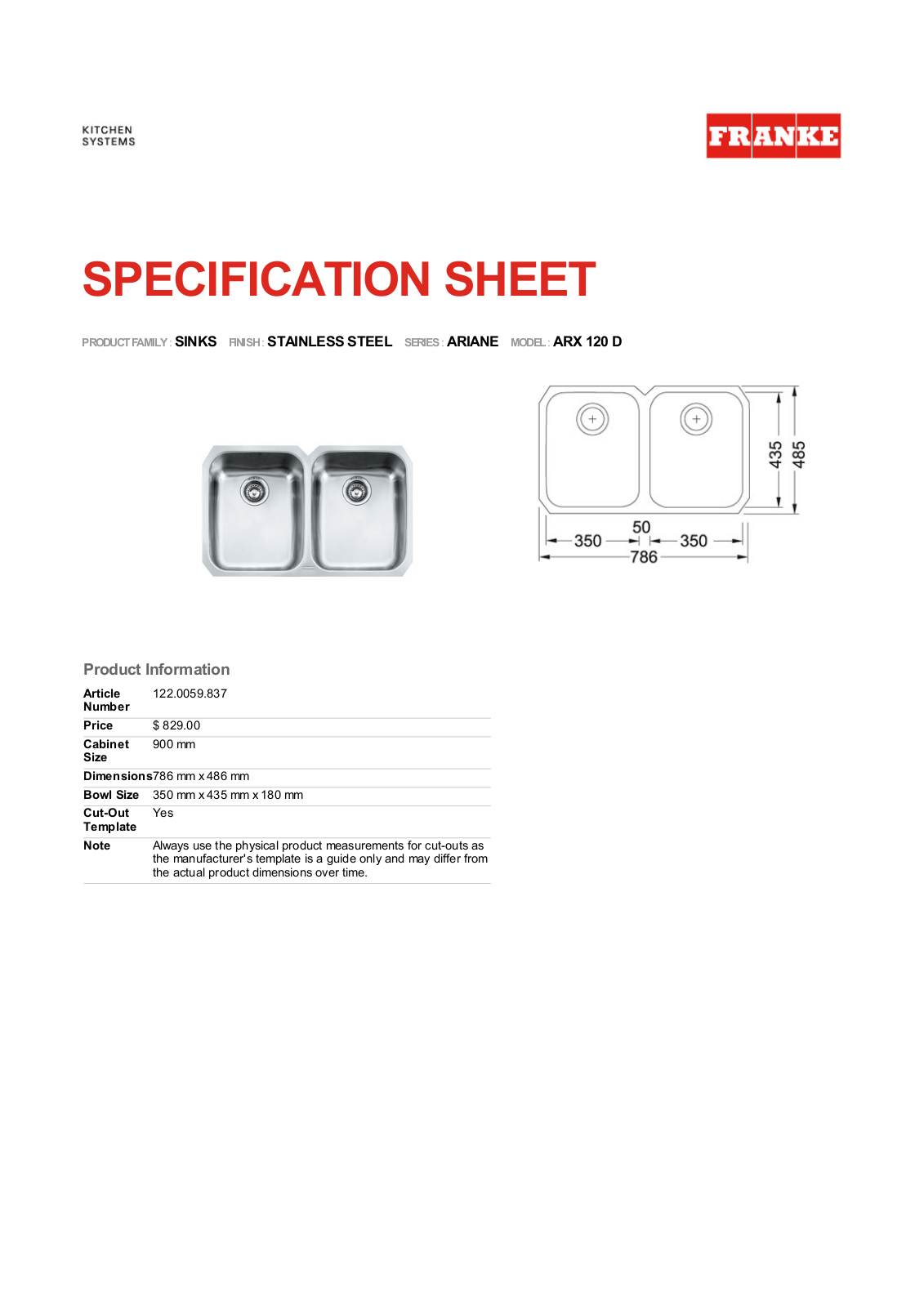 Franke Foodservice ARX 120 D User Manual