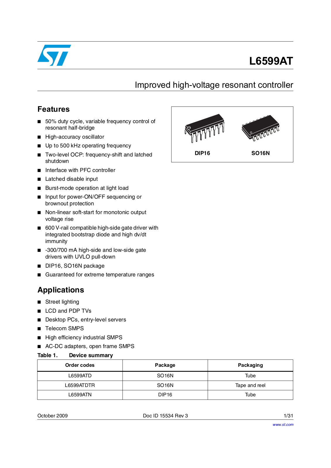 ST L6599AT User Manual