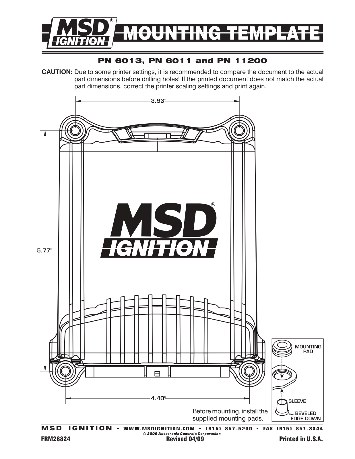 MSD 6013 Installation